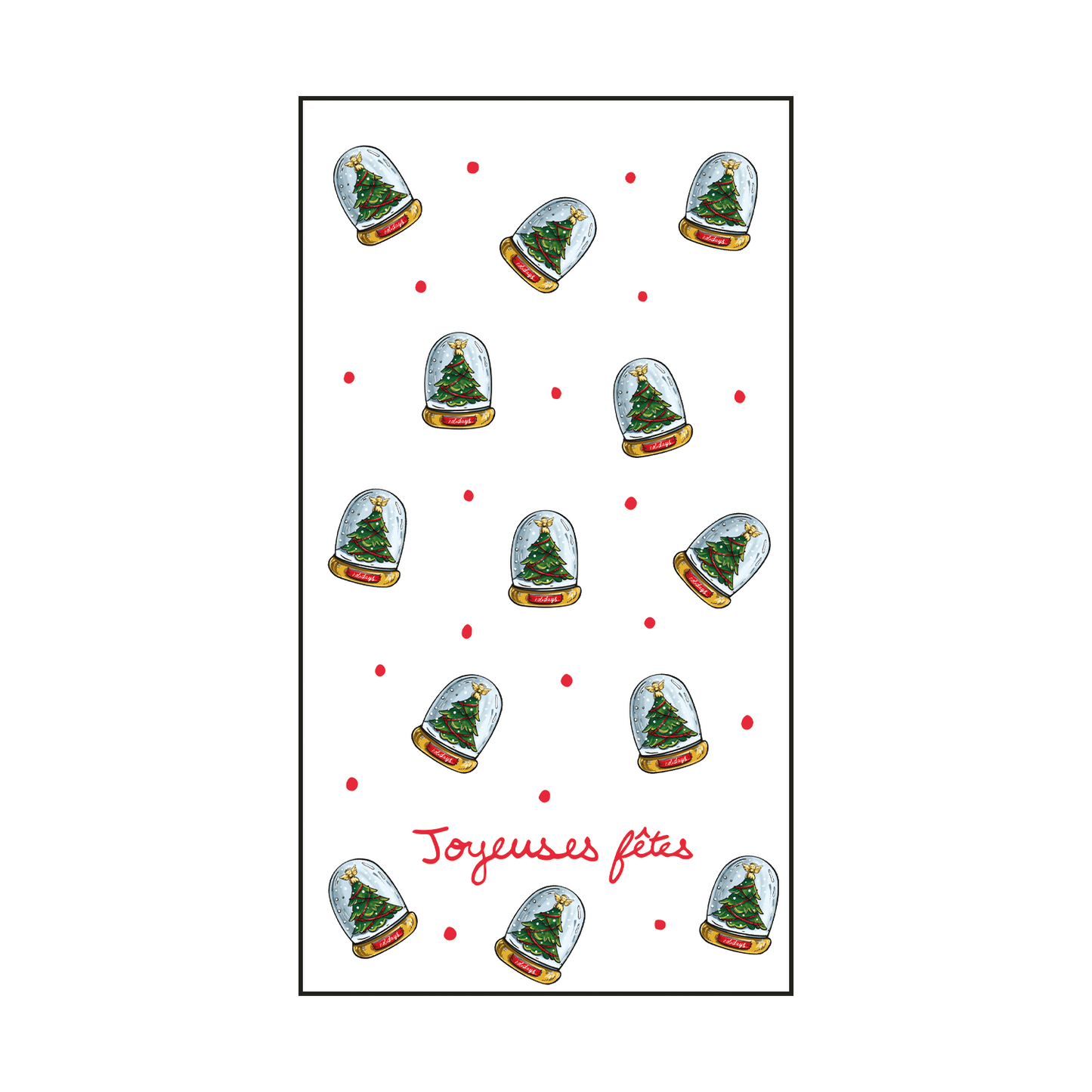 Rectangular paper napkins, Christmas tree snow globe x15