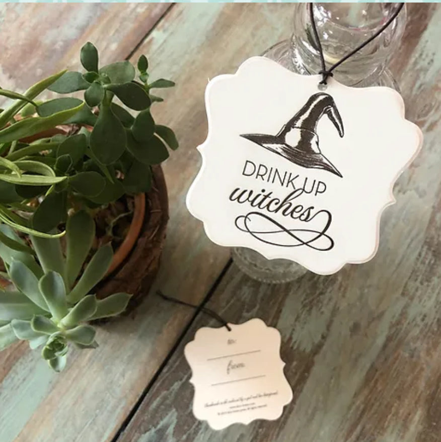 Wine tags "Drink up Witches"