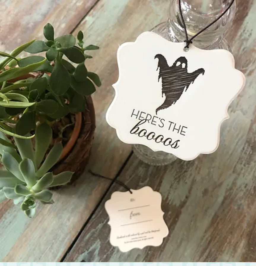 Wine tags "Here's the booos"