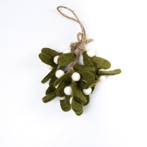Mistel. Filtad juldekoration. Grön och vit.