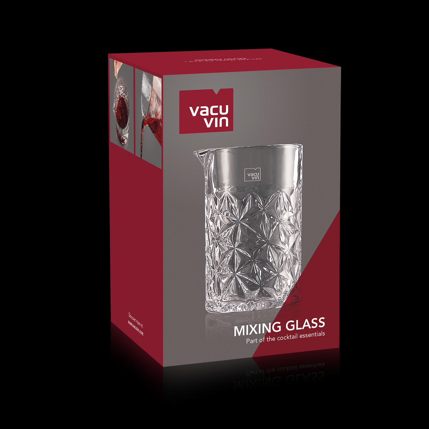 Förpackning Mixing glass för att blanda cocktails i. Skuret glas. Vacuvin