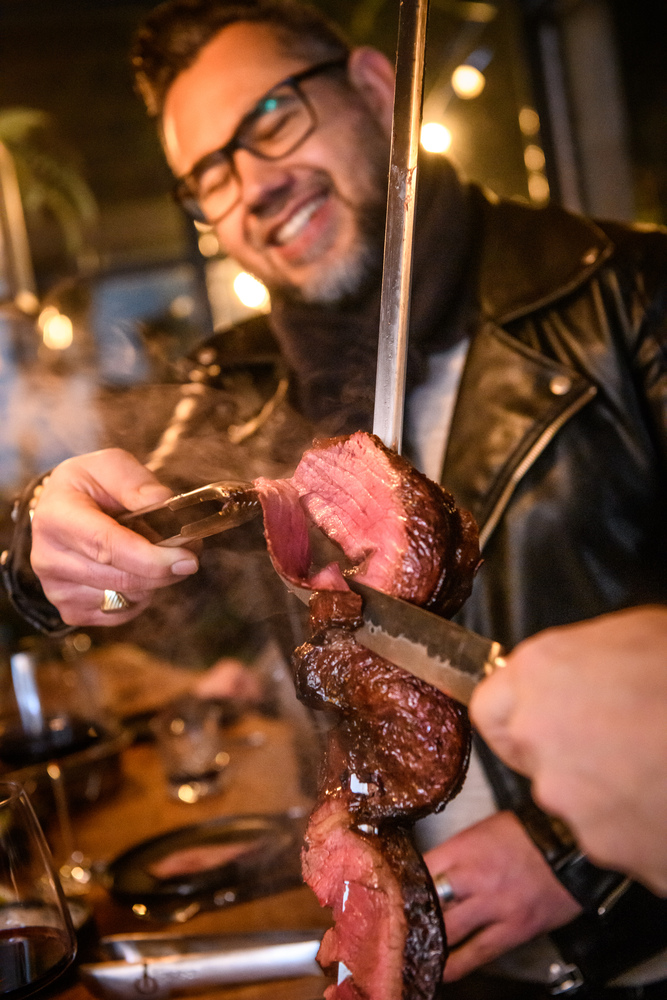 Grillspett V-format 60cm. Forged