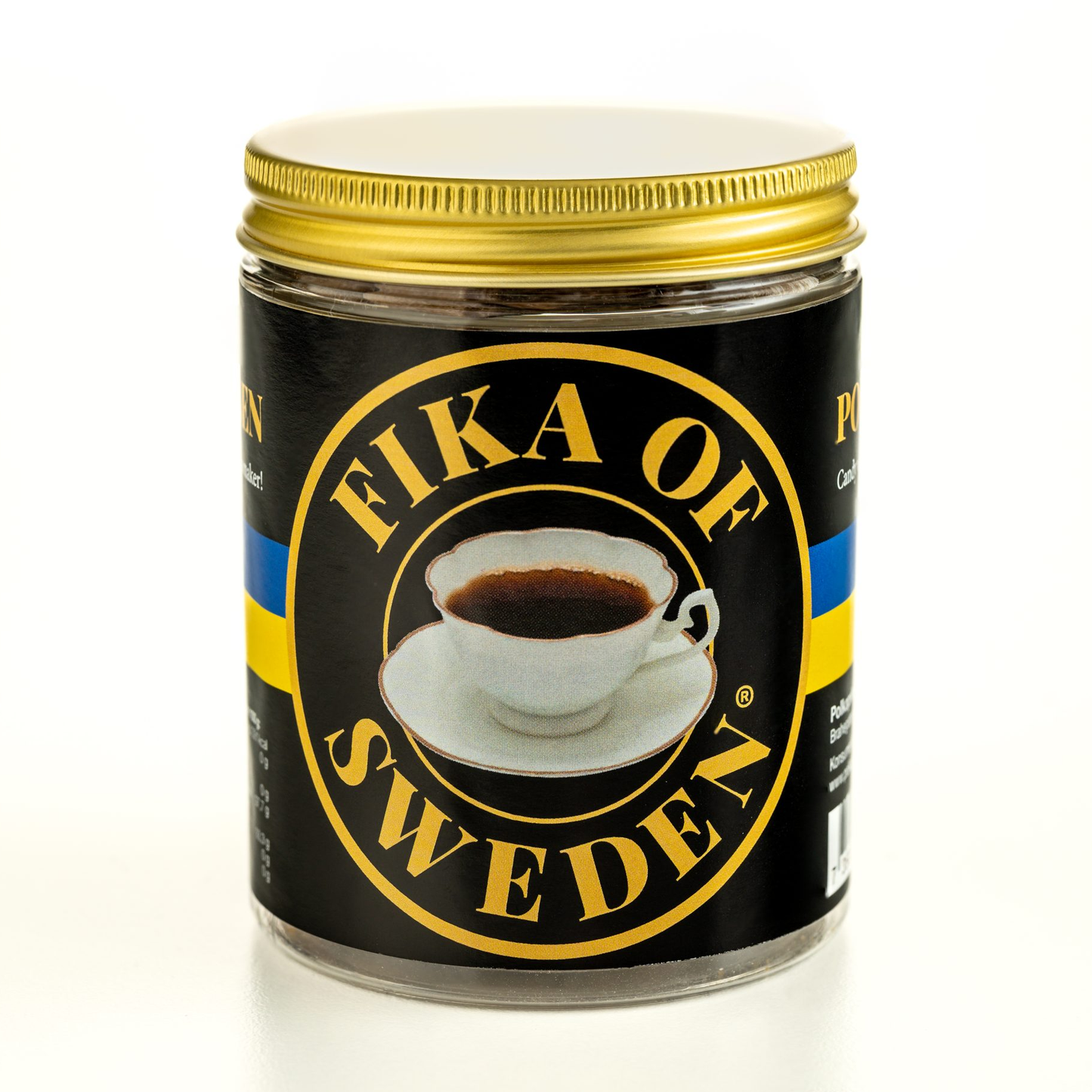 Burk med handgjorda karameller från Gränna med smak av kaffe.