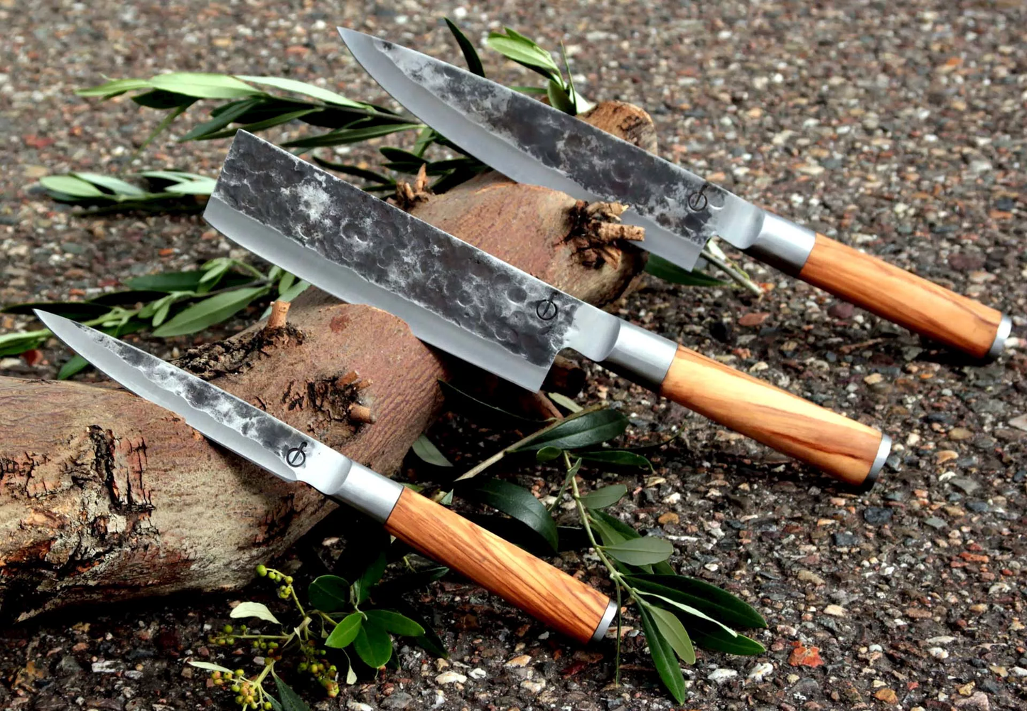 Forged knivset tre knivar -Olive