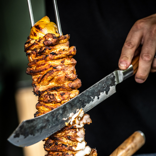 Inspirationsbild med dubbelt grillspett och kött