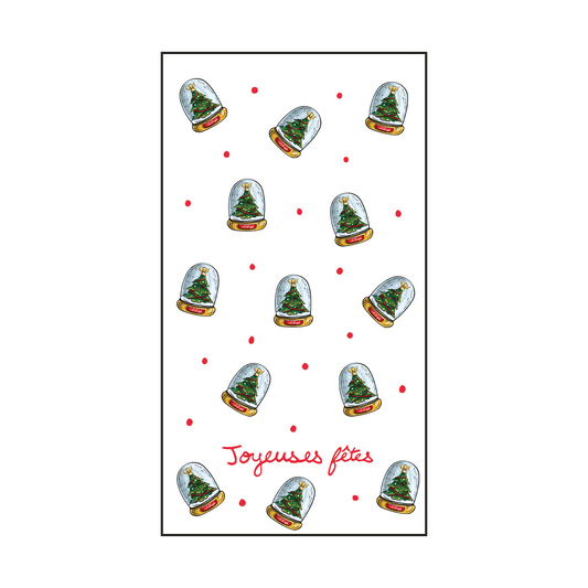 Rectangular paper napkins, Christmas tree snow globe x15