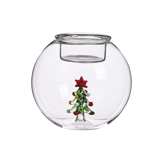 3D round Christmas tree candle holder D10 H9cm