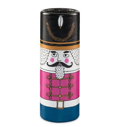 Cylindrisk tändsticksask jultema. Jul. Nötknäpparen. Nutcracker.