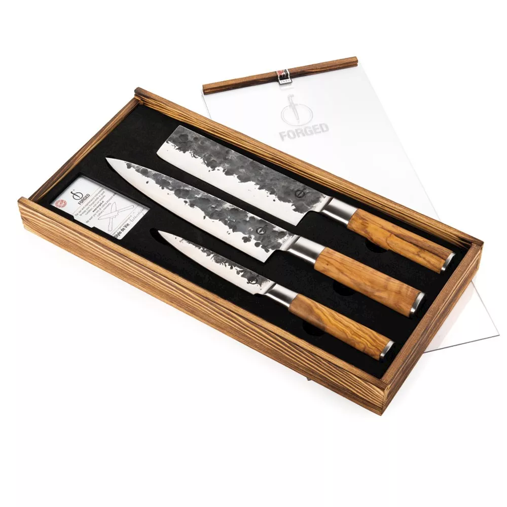 Forged knivset tre knivar -Olive