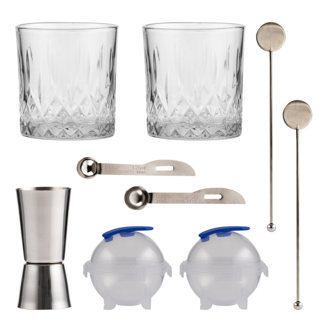 Whiskey cocktail set nio delar.