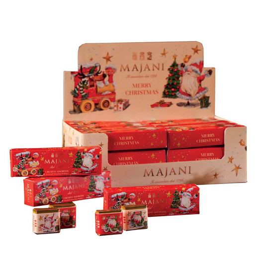nougat i julförpackning. 4 pack. röd med tomte