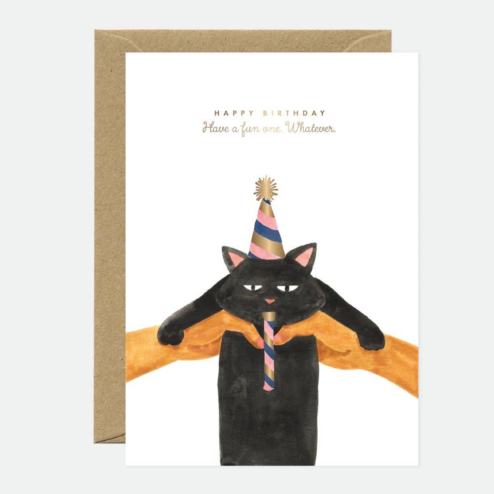 Whatever Cat – födelsedagskort med guldfolie
