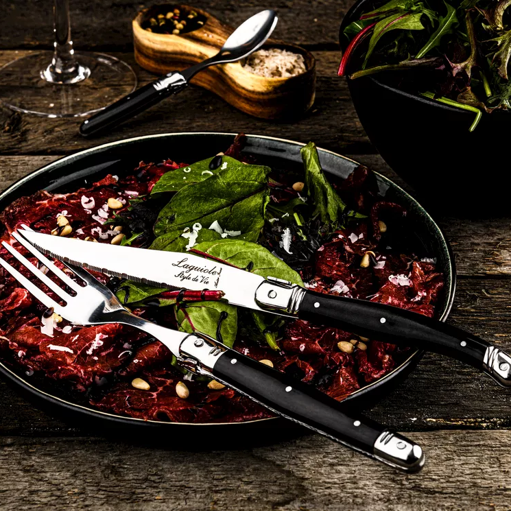 gaffel och steakkniv Laguiole Black